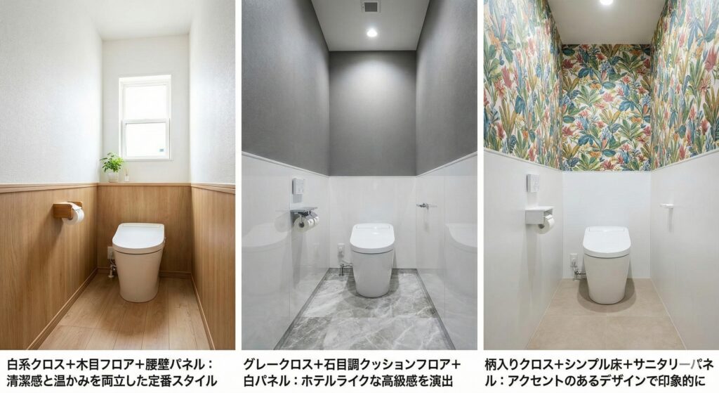 トイレ壁紙床コーディネートの紹介
