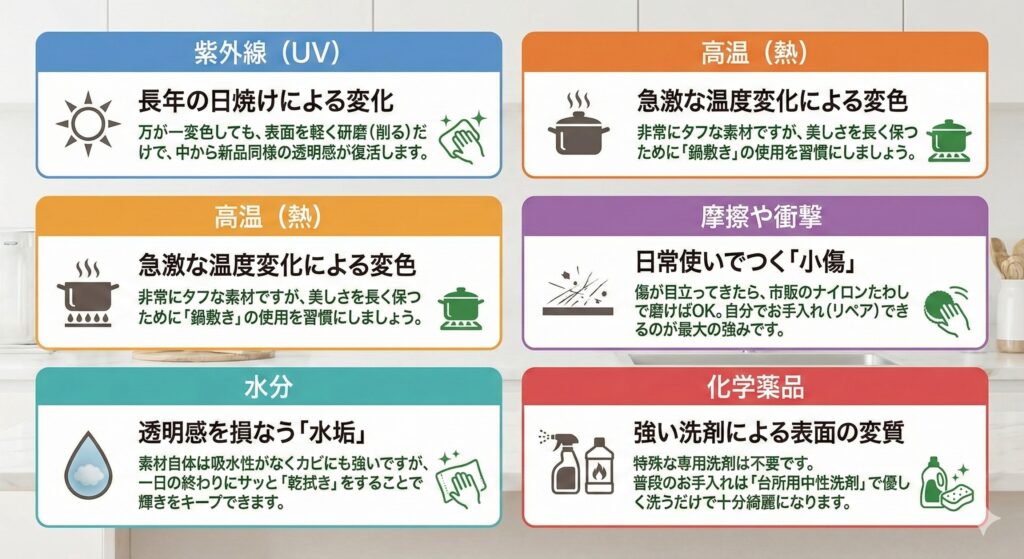 TOTOクラッソのクリスタルカウンターを長持ちさせるための対策