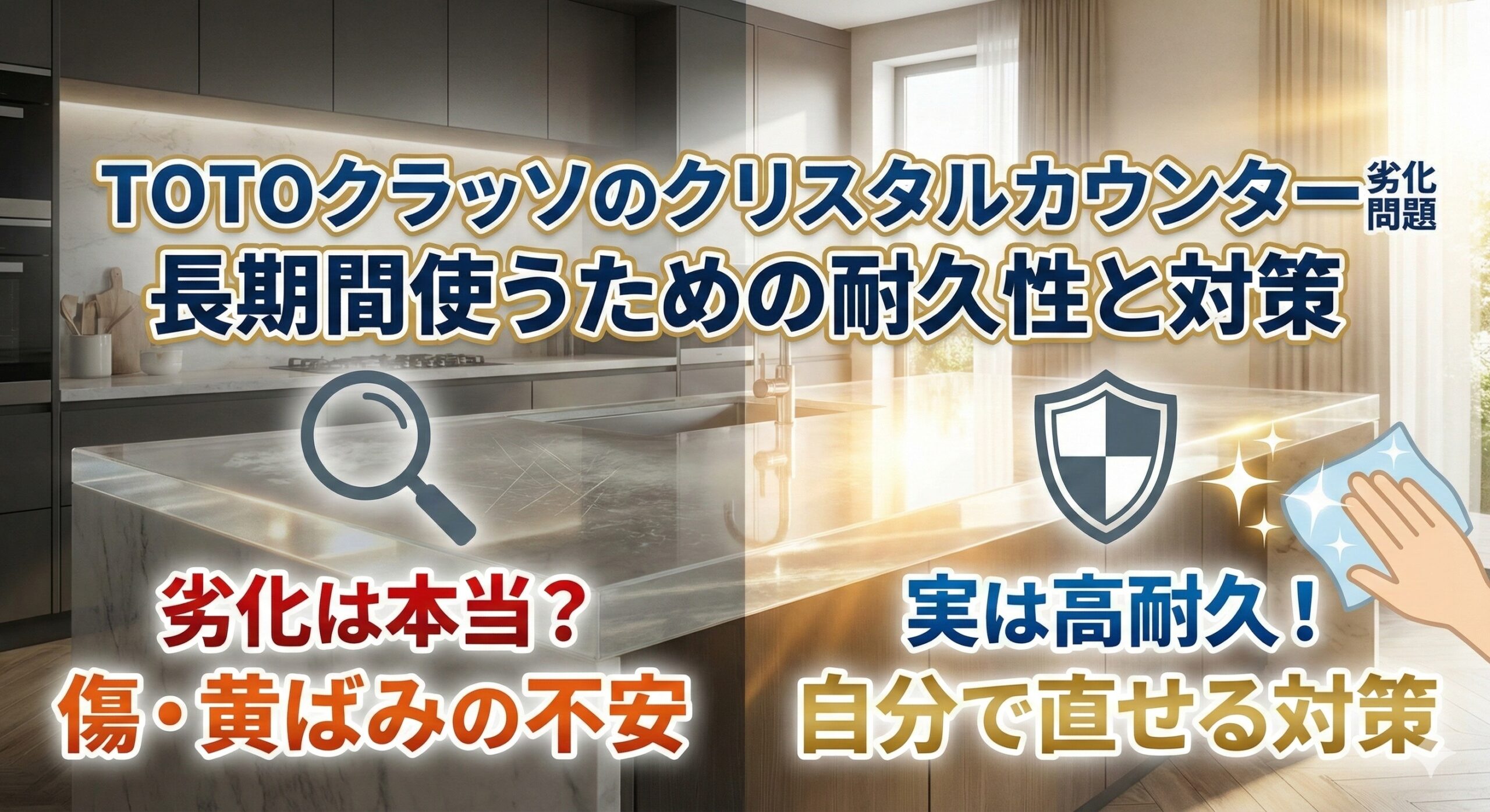TOTOクラッソのクリスタルカウンター劣化問題｜長期間使うための耐久性と対策