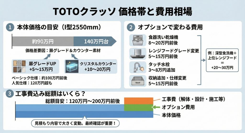 TOTOクラッソ価格帯と費用相場