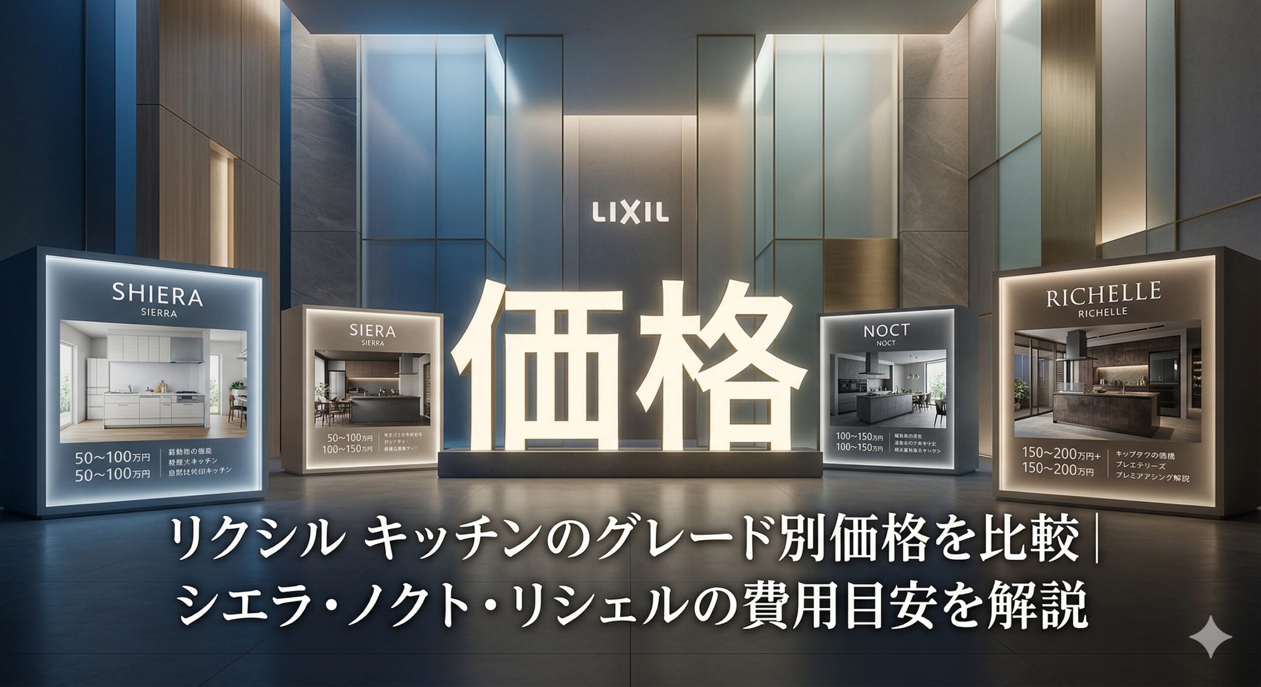 リクシル キッチンのグレード別価格を比較｜シエラ・ノクト・リシェルの費用目安を解説