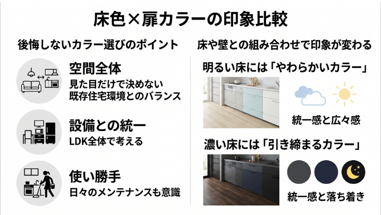 床色 × 扉カラーの印象比較