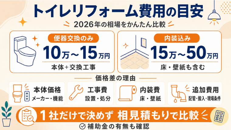 トイレリフォーム費用の目安