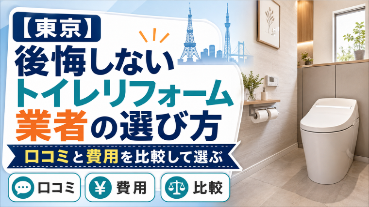 【東京】後悔しないトイレリフォーム業者の選び方｜口コミと費用を比較して選ぶのアイキャッチ画像です。