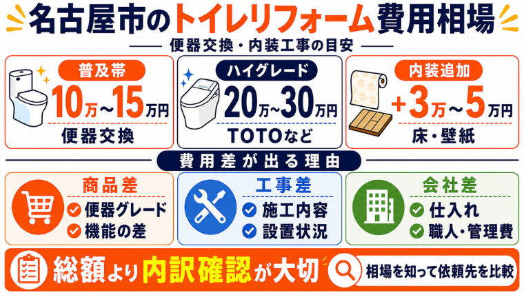名古屋市のトイレリフォーム費用相場