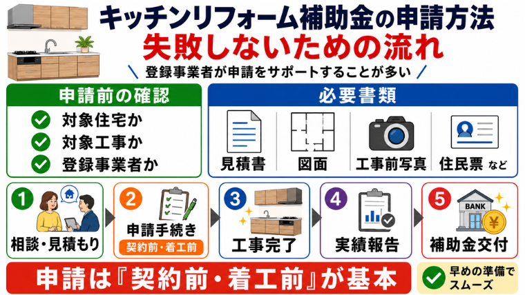 キッチンリフォーム補助金の申請方法｜失敗しないための流れ