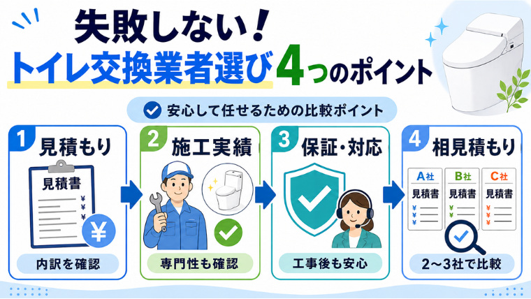 失敗しない！トイレ交換業者選び4つのポイント
