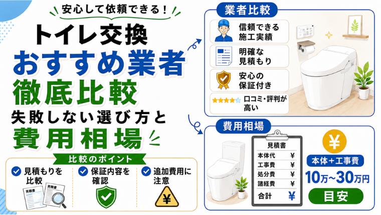 トイレ交換おすすめ業者｜失敗しない選び方のアイキャッチ画像です。
