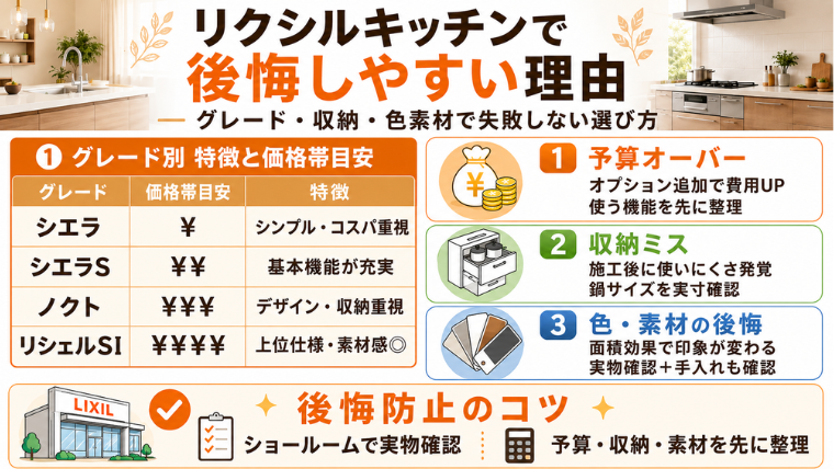 リクシルキッチンで後悔しやすい理由