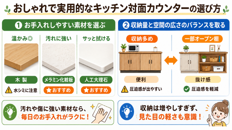 おしゃれで実用的なキッチン対面カウンターの選び方