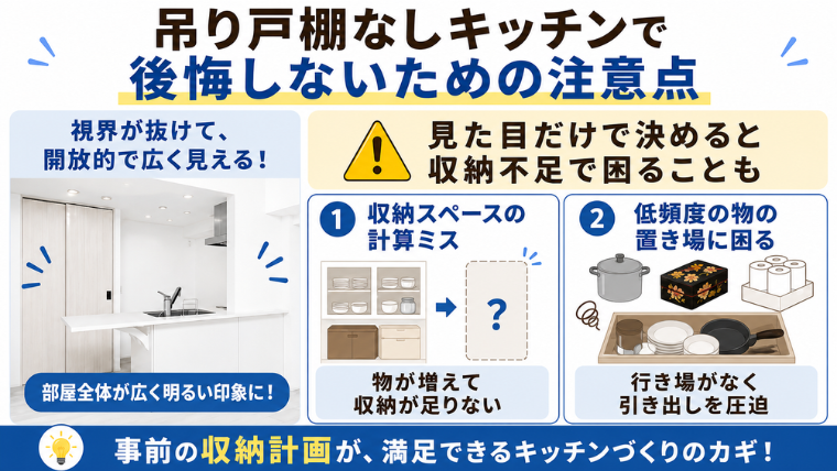 吊り戸棚なしキッチンで後悔しないための注意点