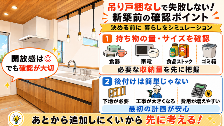 吊り戸棚なしで失敗しない！　新築前の確認ポイント