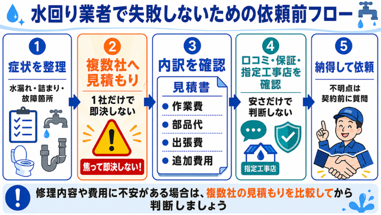 水回り業者で失敗しないための依頼前フロー