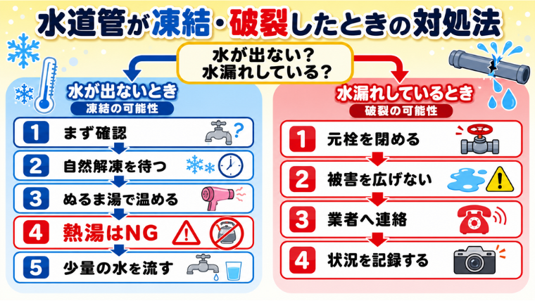 水道管が凍結・破損したときの対処法