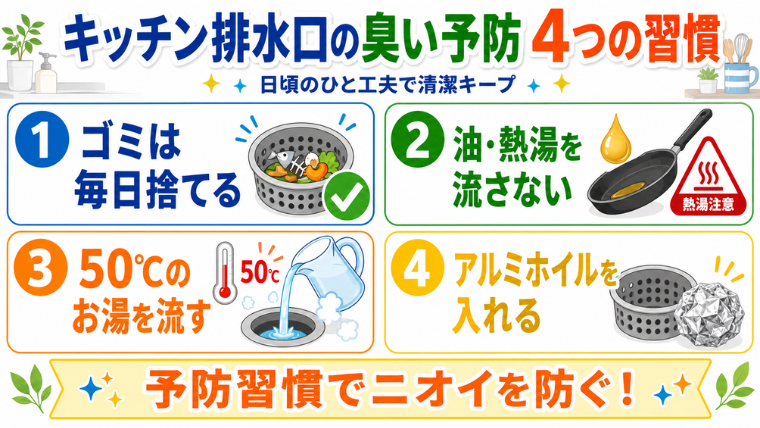 キッチン排水口の臭い予防｜４つの習慣