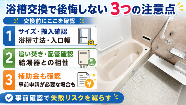 浴槽交換で後悔しない３つの注意点