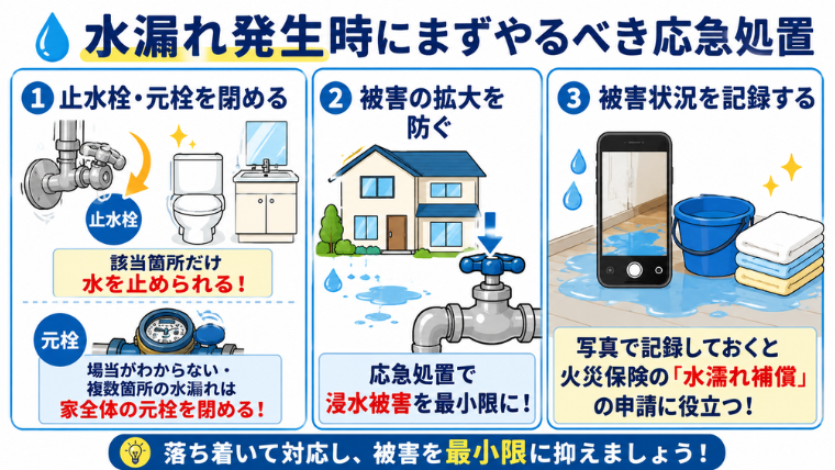 水漏れ発生時にまずやるべき応急処置