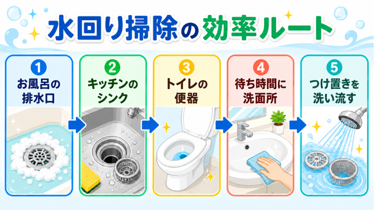 水回り掃除の効率ルート